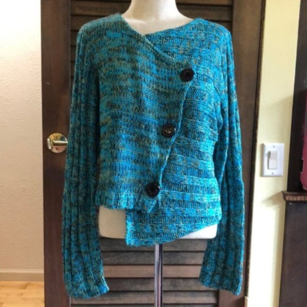 Asymmetrical Big Button Cardigan - Picture 9 of 9